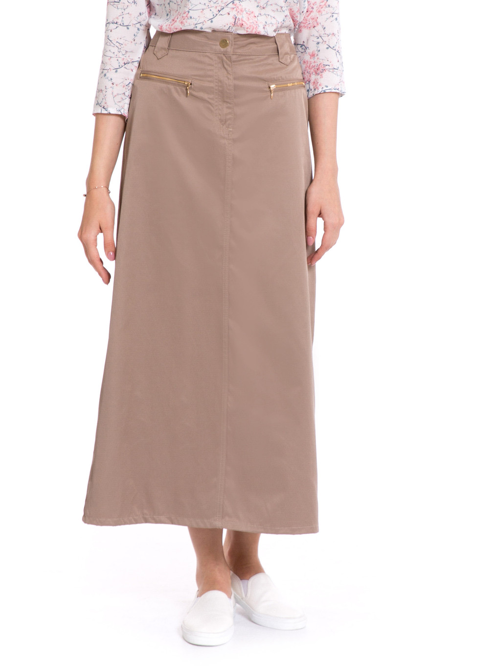 Kahverengi Standart Fit Gabardin Kadın Etek-1