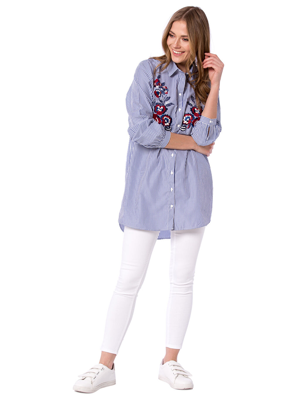 Beyaz-Açık Gri-Koyu Mavi Tunik-2