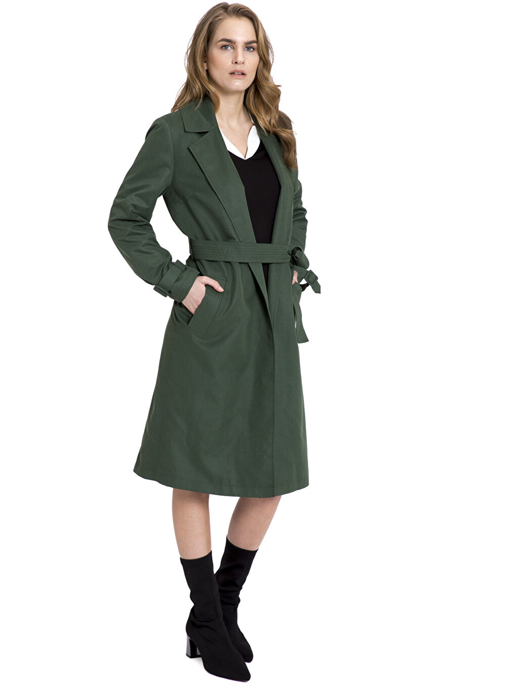 Orta Yeşil Trençkot