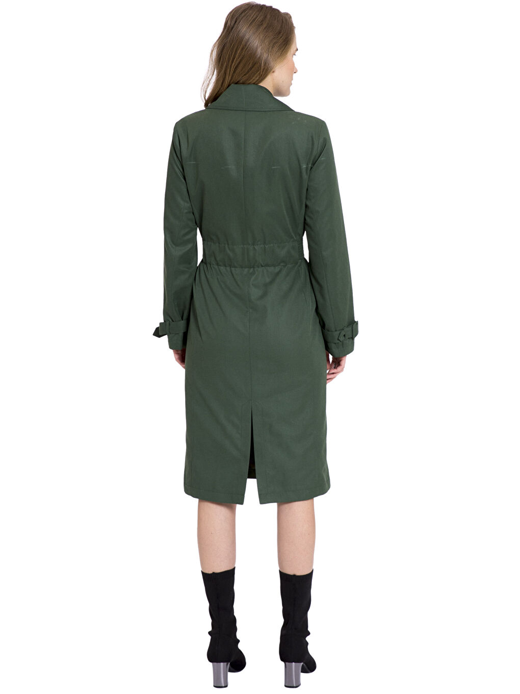 Orta Yeşil Trençkot-2