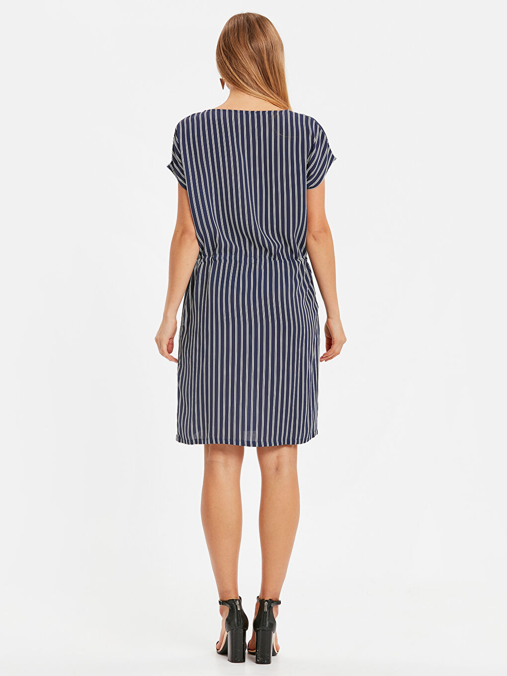 Lacivert Çizgili Elbise-1
