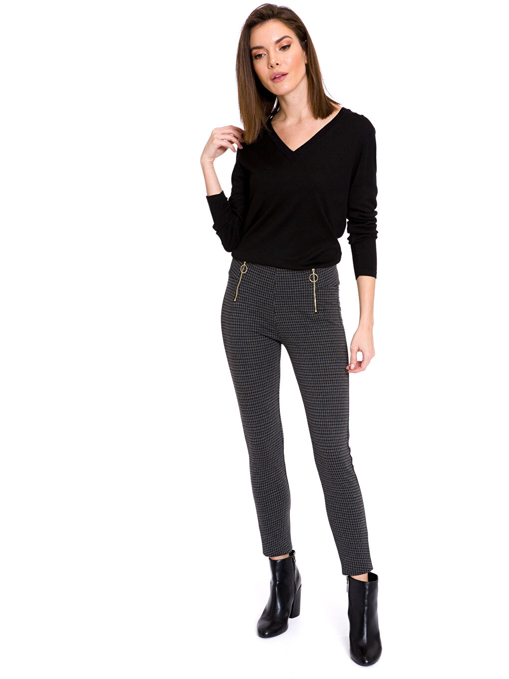 Gri Ekoseli Eşofman Altı