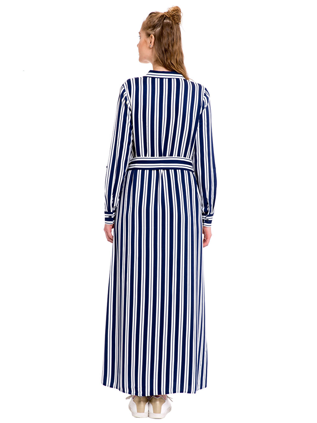 Beyaz-Açık Gri-Koyu Mavi Elbise-1