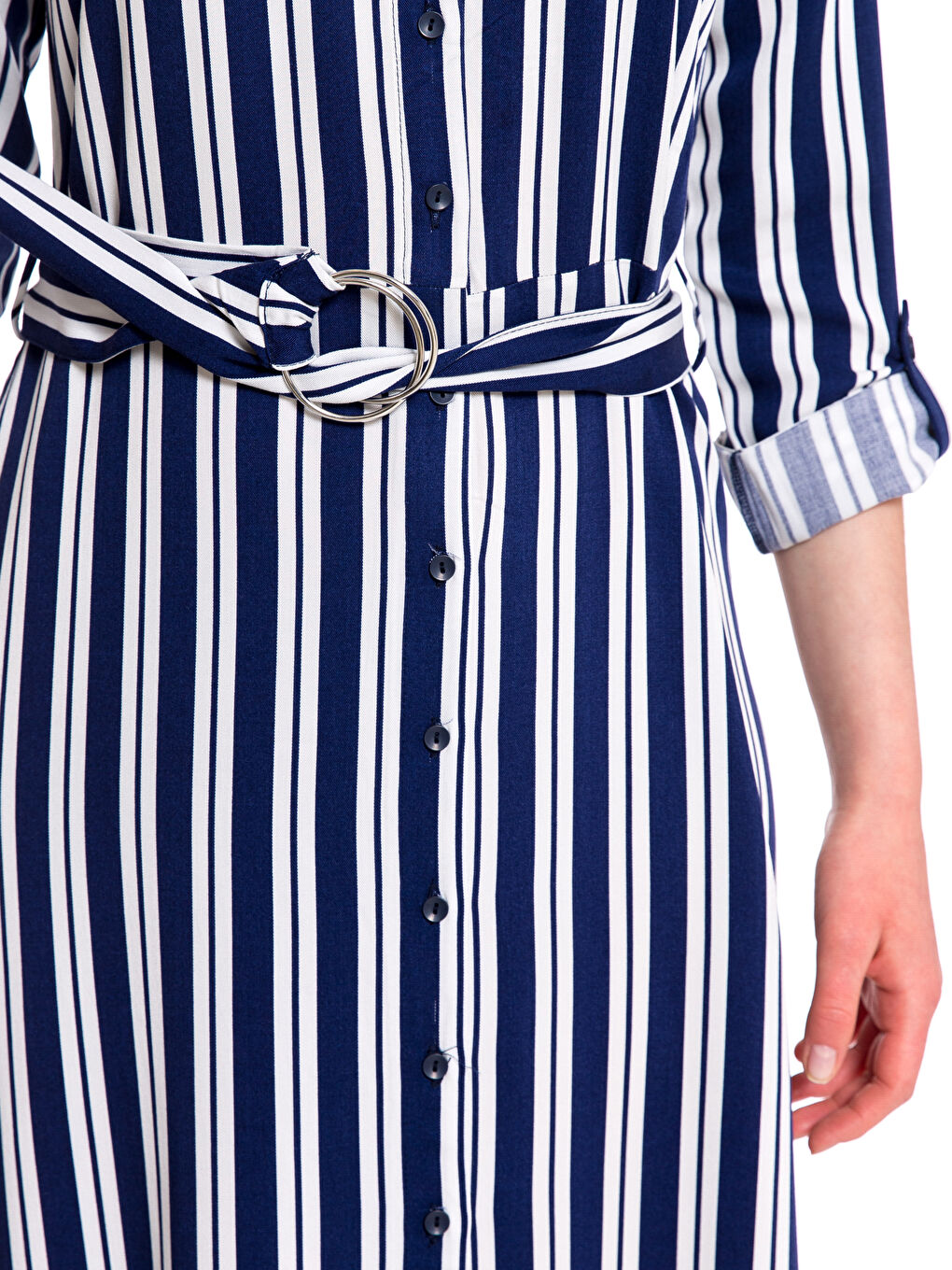 Beyaz-Açık Gri-Koyu Mavi Elbise-2