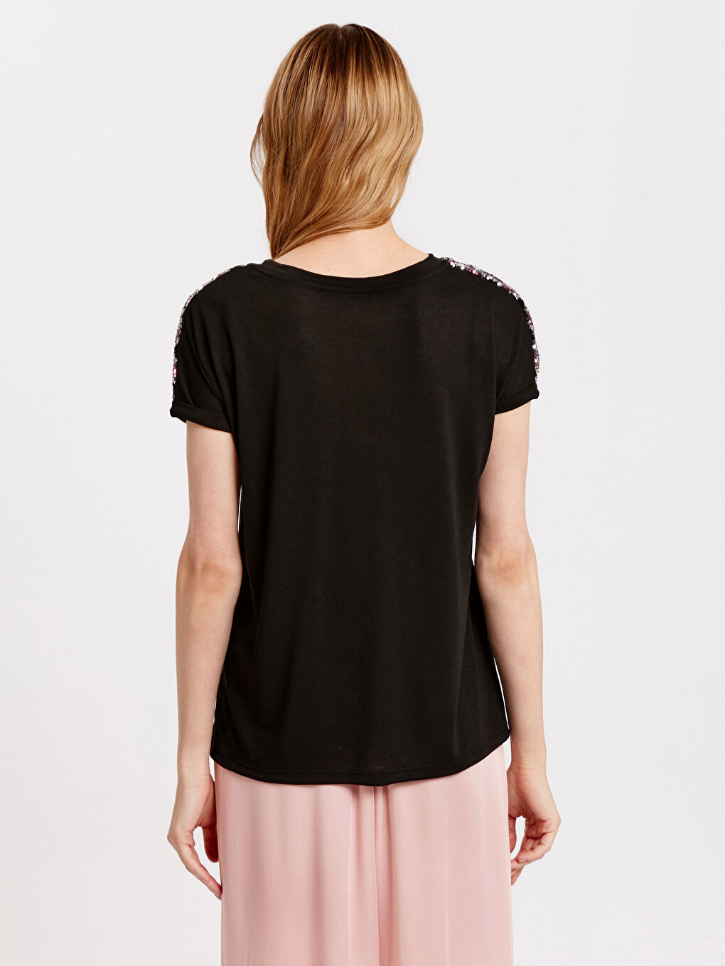 Женщины Черный Футболка-1