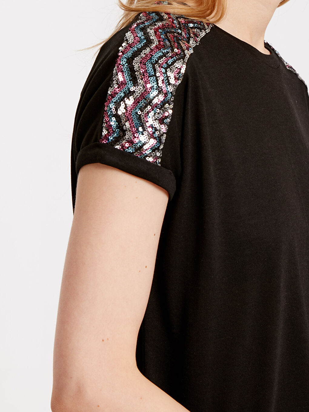 Женщины Черный Футболка-3