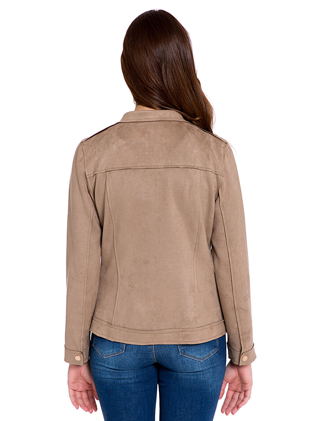 Kahverengi Vizon Deri Görünümlü Mont-1