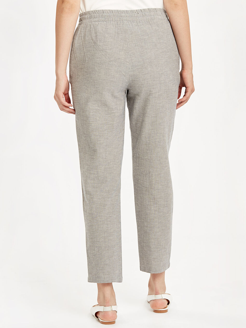 Ekru Çizgili Pantolon-2