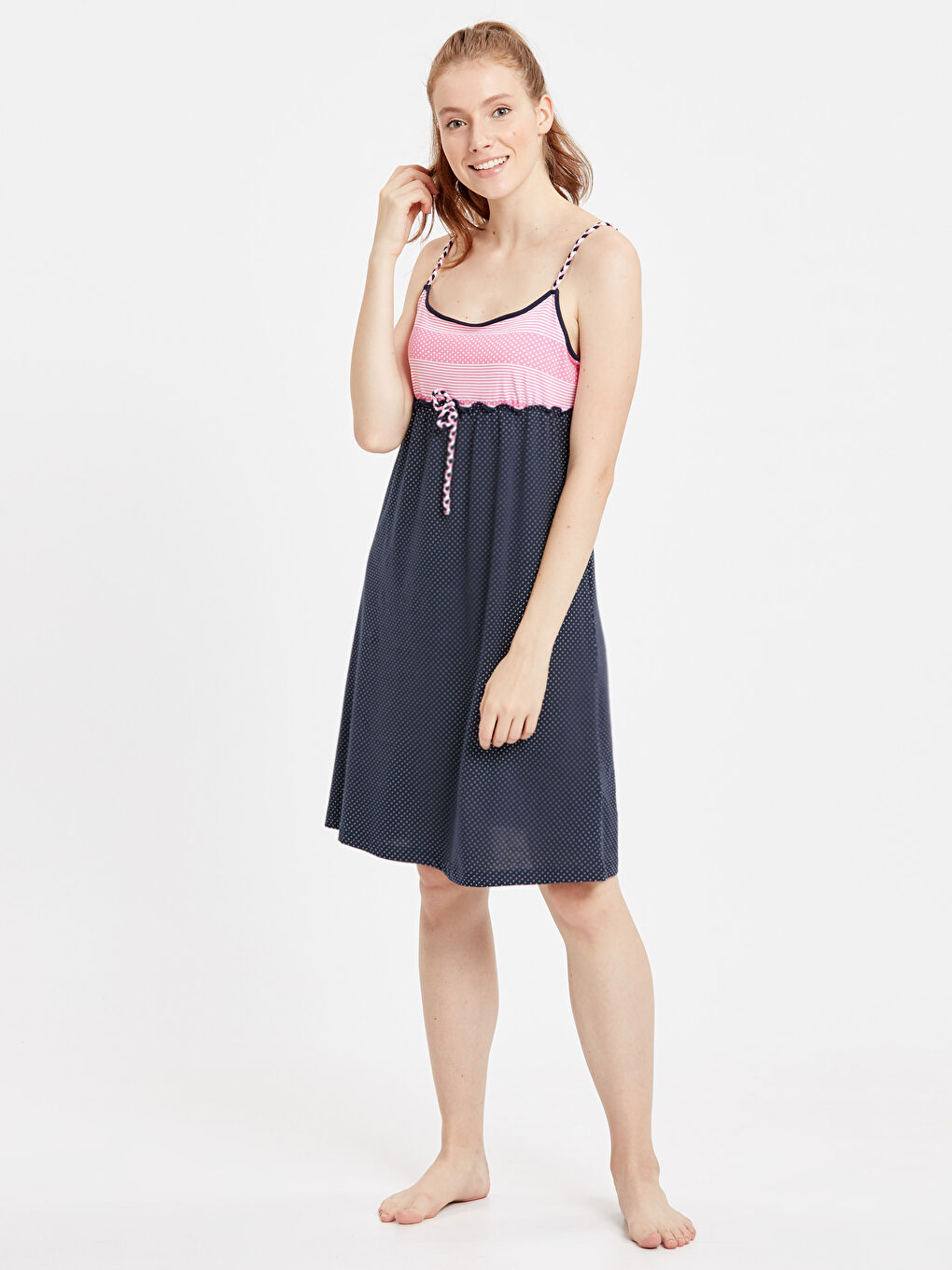 Lacivert Baskılı Gecelik