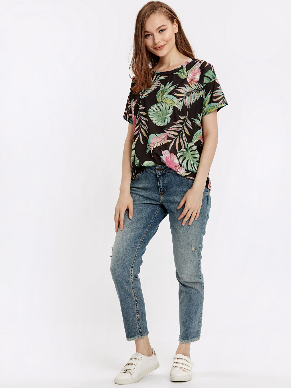 Ekru Baskılı Tişört-2