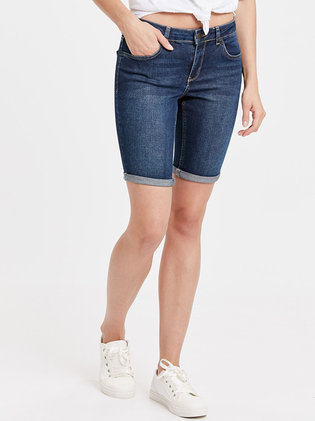 İndigo Kadın Jean Şort-1