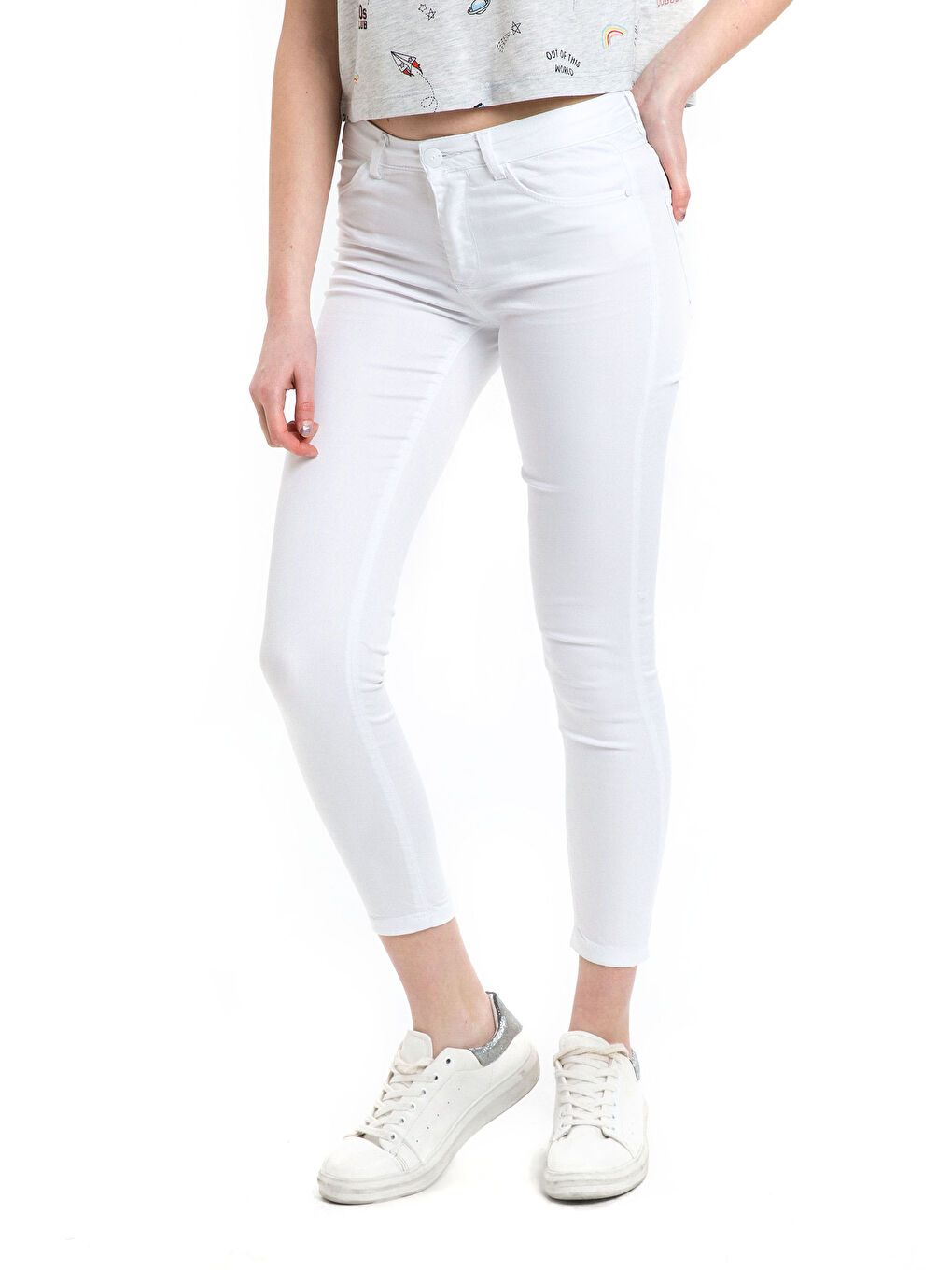 Beyaz Mercury Skinny Fit Kadın Jean-1