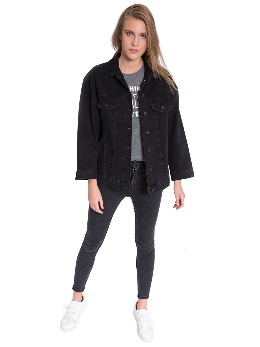 LCW Vision Woman BLACK Denim Jacket -8SH149Z8-327