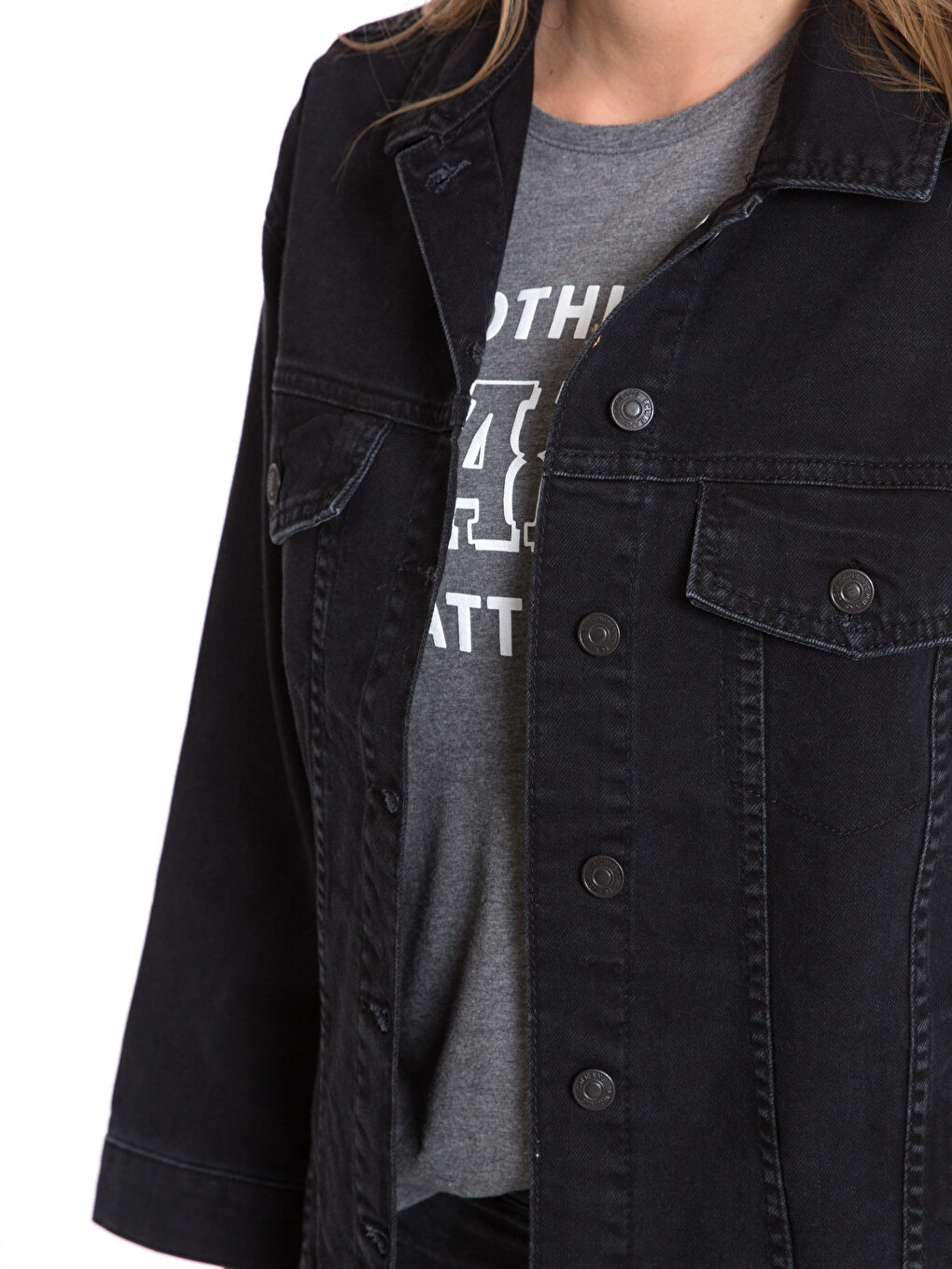 LCW Vision Woman BLACK Denim Jacket -8SH149Z8-327