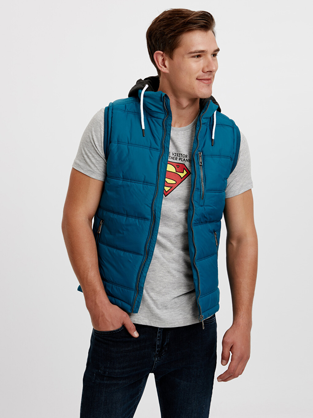 Man Blue Knit Gilet