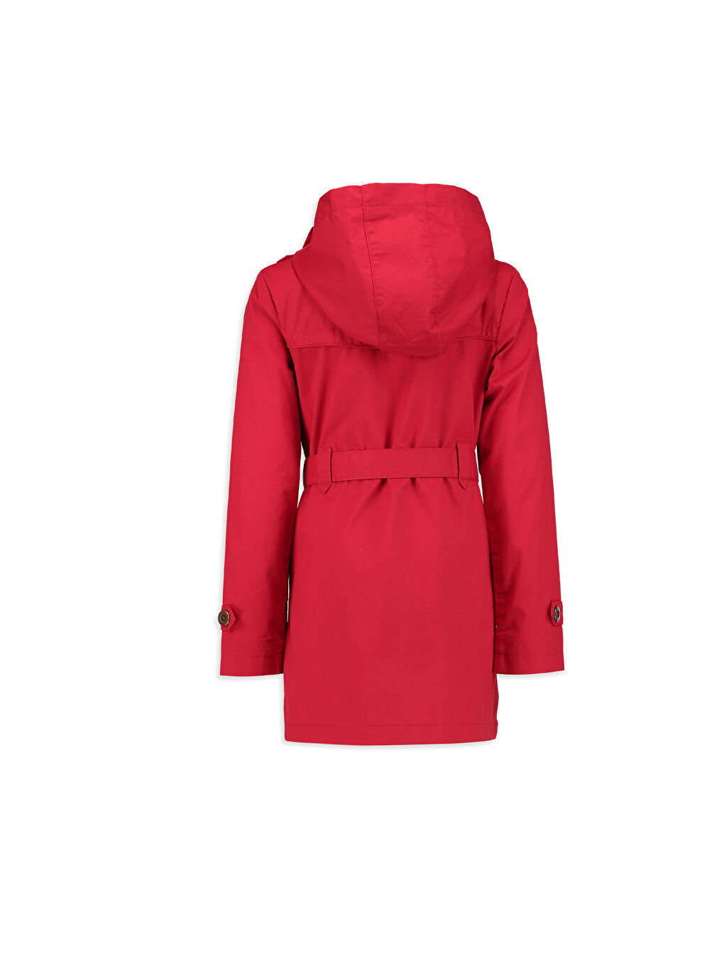 Kırmızı Gömlek Yaka Basic Uzun Kollu Kız Çocuk Trençkot-2