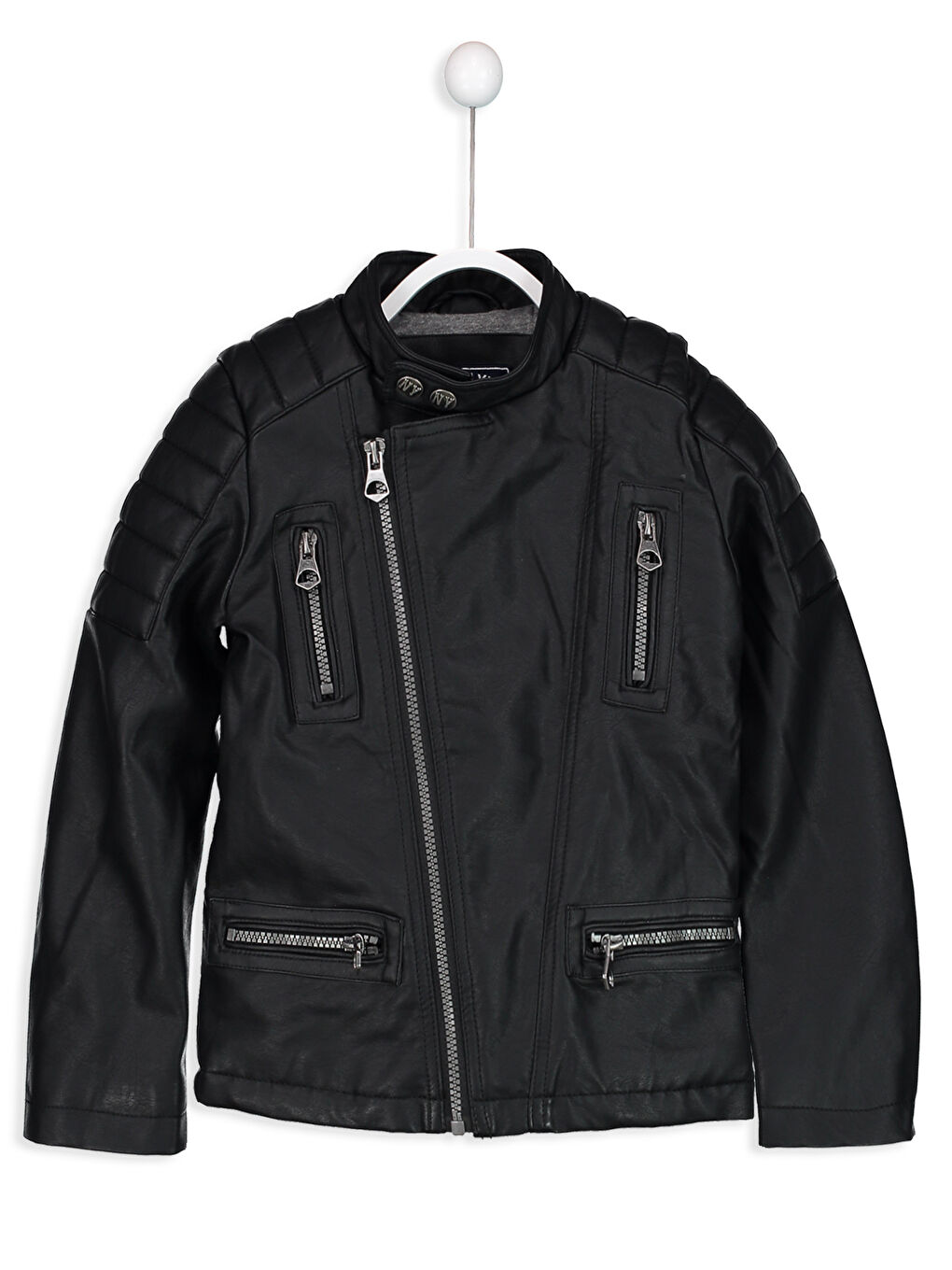 Yeni Siyah Deri Görünümlü Mont