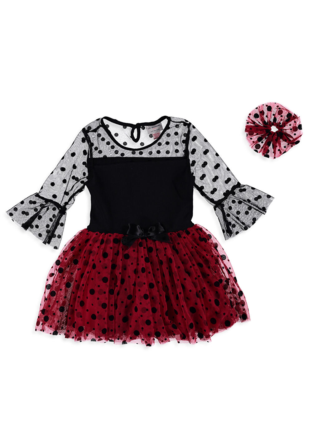 Kırmızı Bisiklet Yaka Kız Çocuk Elbise