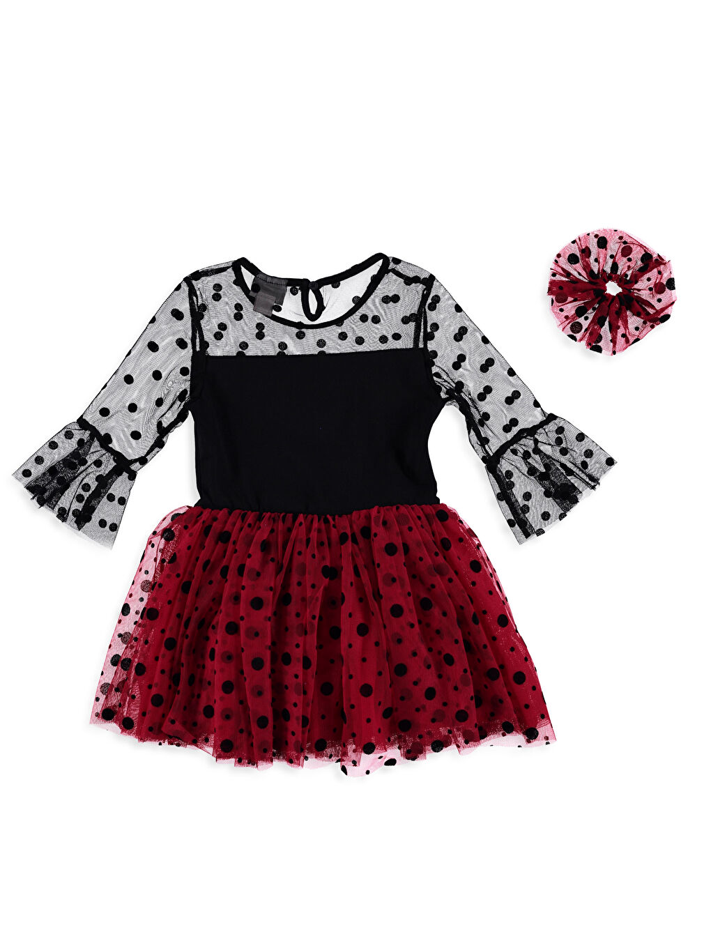 Kırmızı Bisiklet Yaka Kız Çocuk Elbise-1