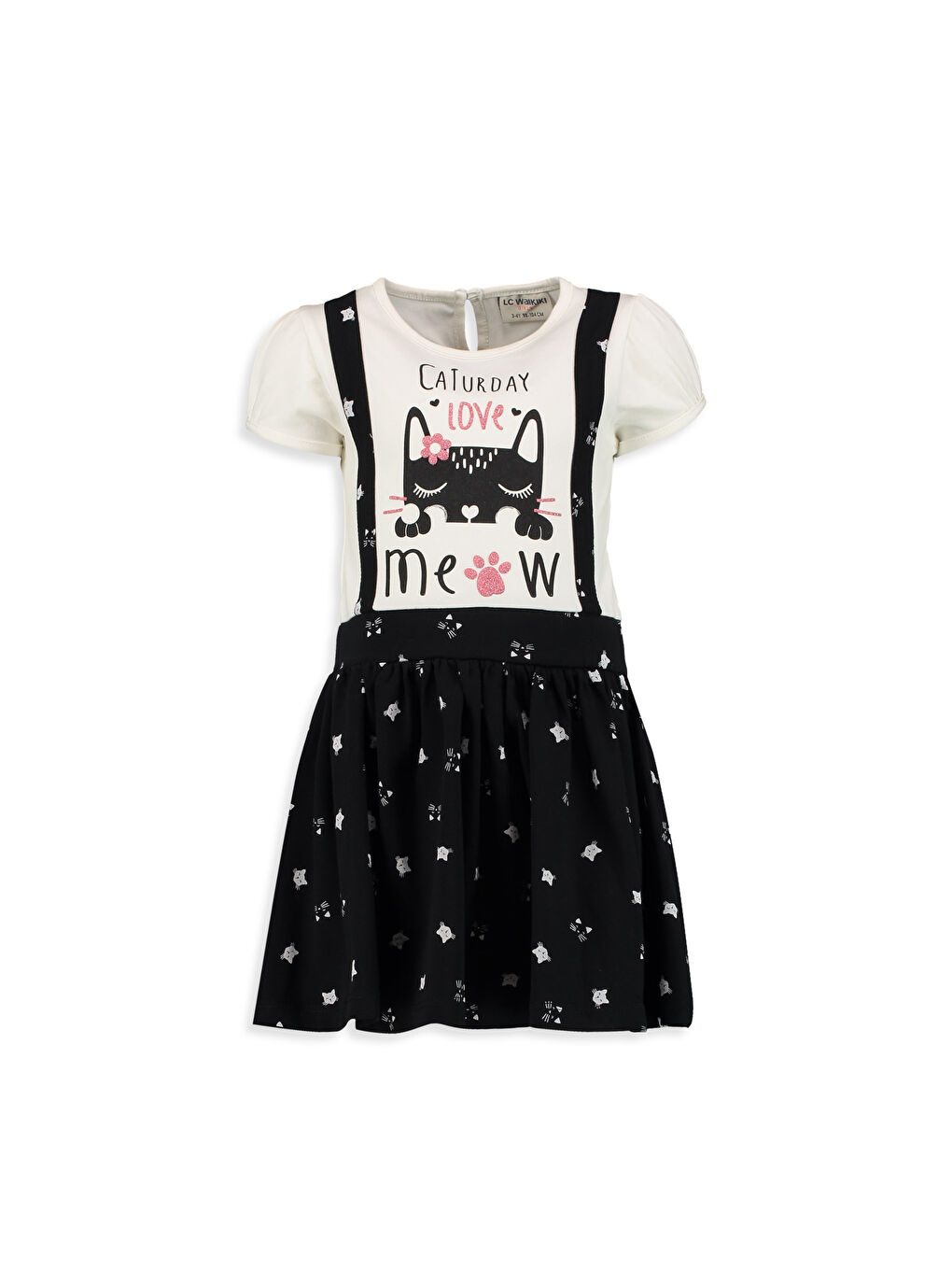 Ekru Bisiklet Yaka Kız Çocuk Elbise