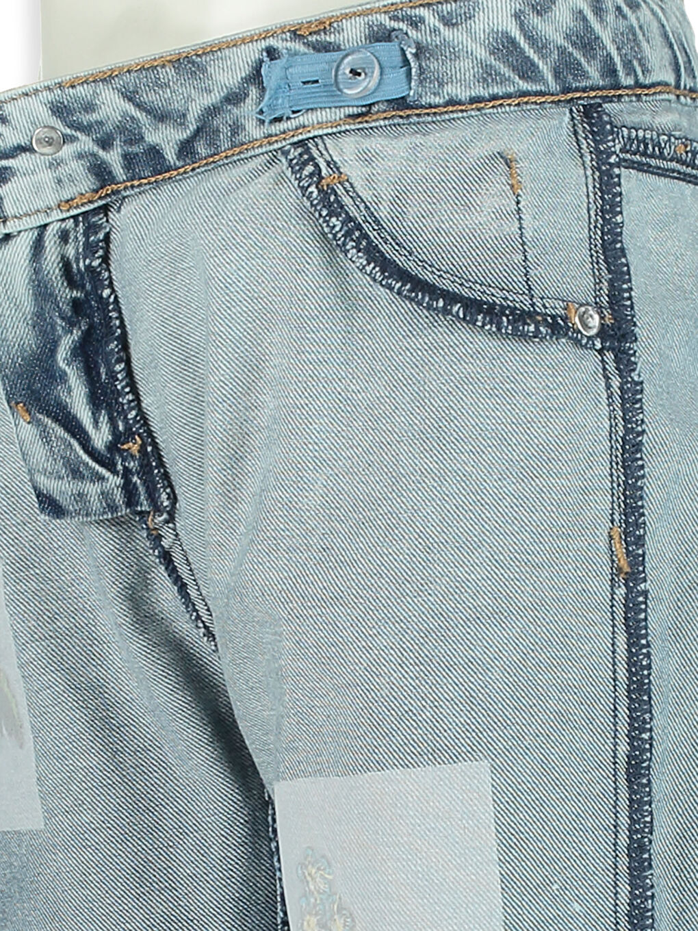 Mavi Asid Yıkamalı Jean Pantolon-3