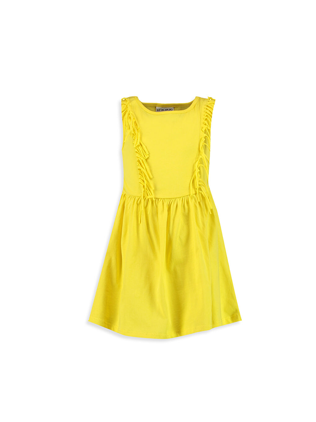 Sarı Bisiklet Yaka Kız Çocuk Elbise