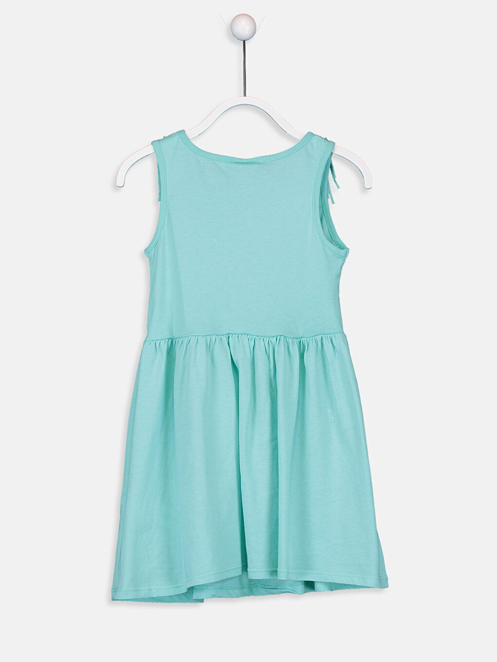 Yeşil Bisiklet Yaka Kız Çocuk Elbise-1
