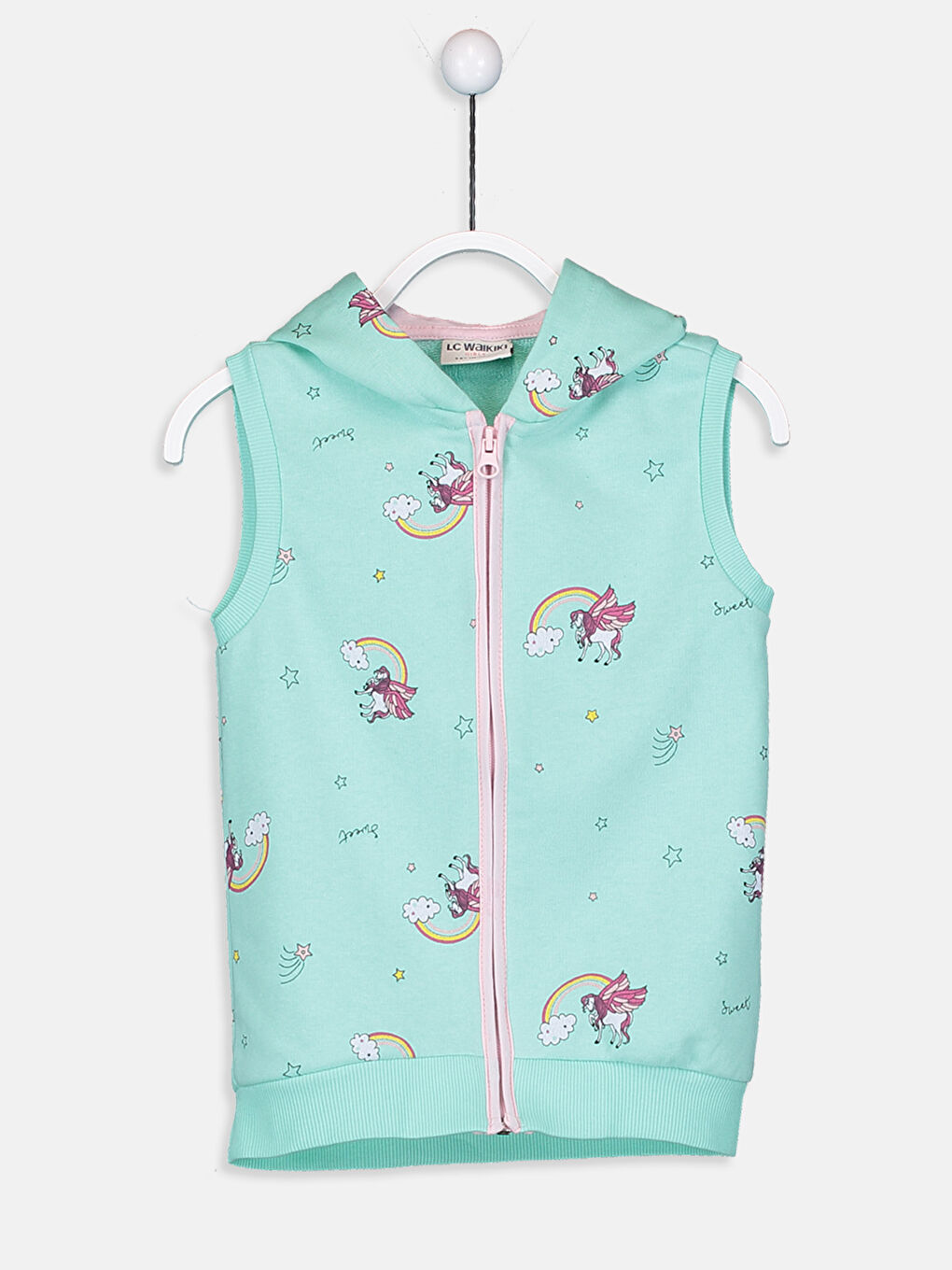 Girl's Zip-Down Vest with Hoodie