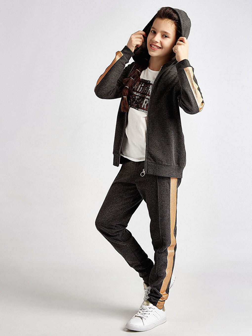 Девочки Серый Толстовка на молнии