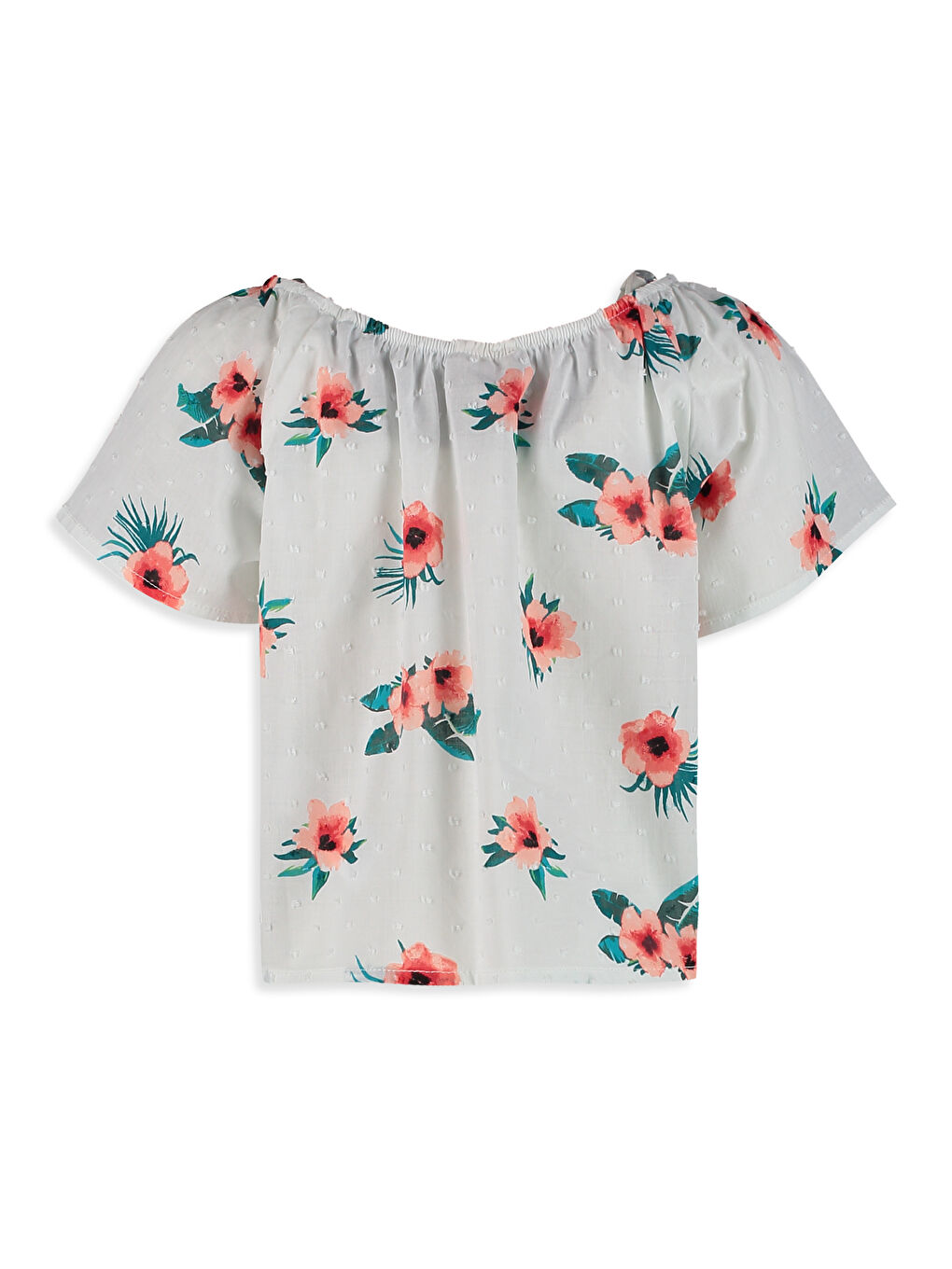 Beyaz Kısa Kollu Kız Çocuk Bluz-2