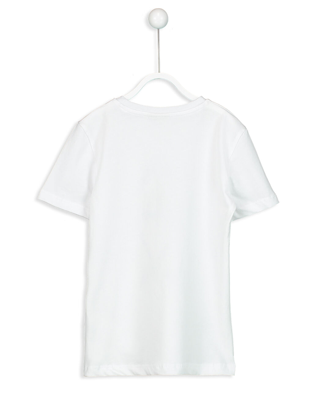 Beyaz Bisiklet Yaka Erkek Çocuk Tişört-2