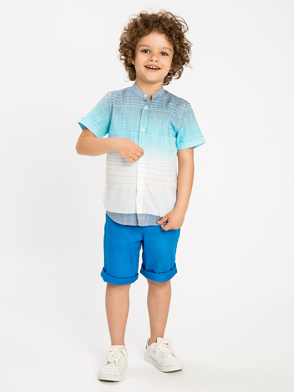 Turkuaz Çizgili Gömlek