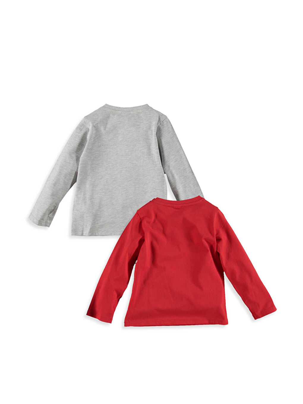 Beyaz Bisiklet Yaka Uzun Kollu Baskılı Erkek Bebek Tişört 2'li-1