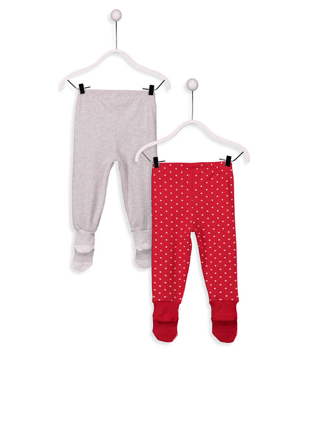 Gri Kız Bebek Çoraplı Pijama Alt 2'li-1