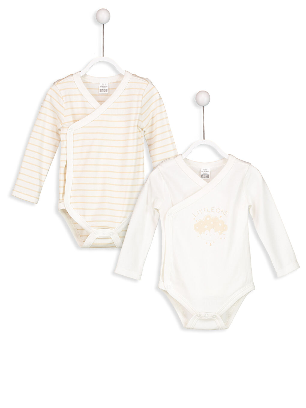 Ekru Çizgili Çıtçıtlı Body