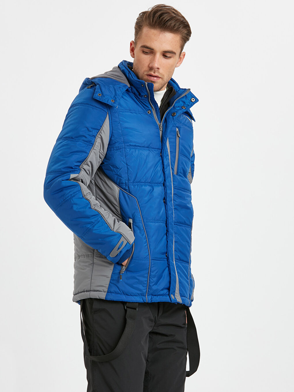 Canlı Mavi Şişme Mont