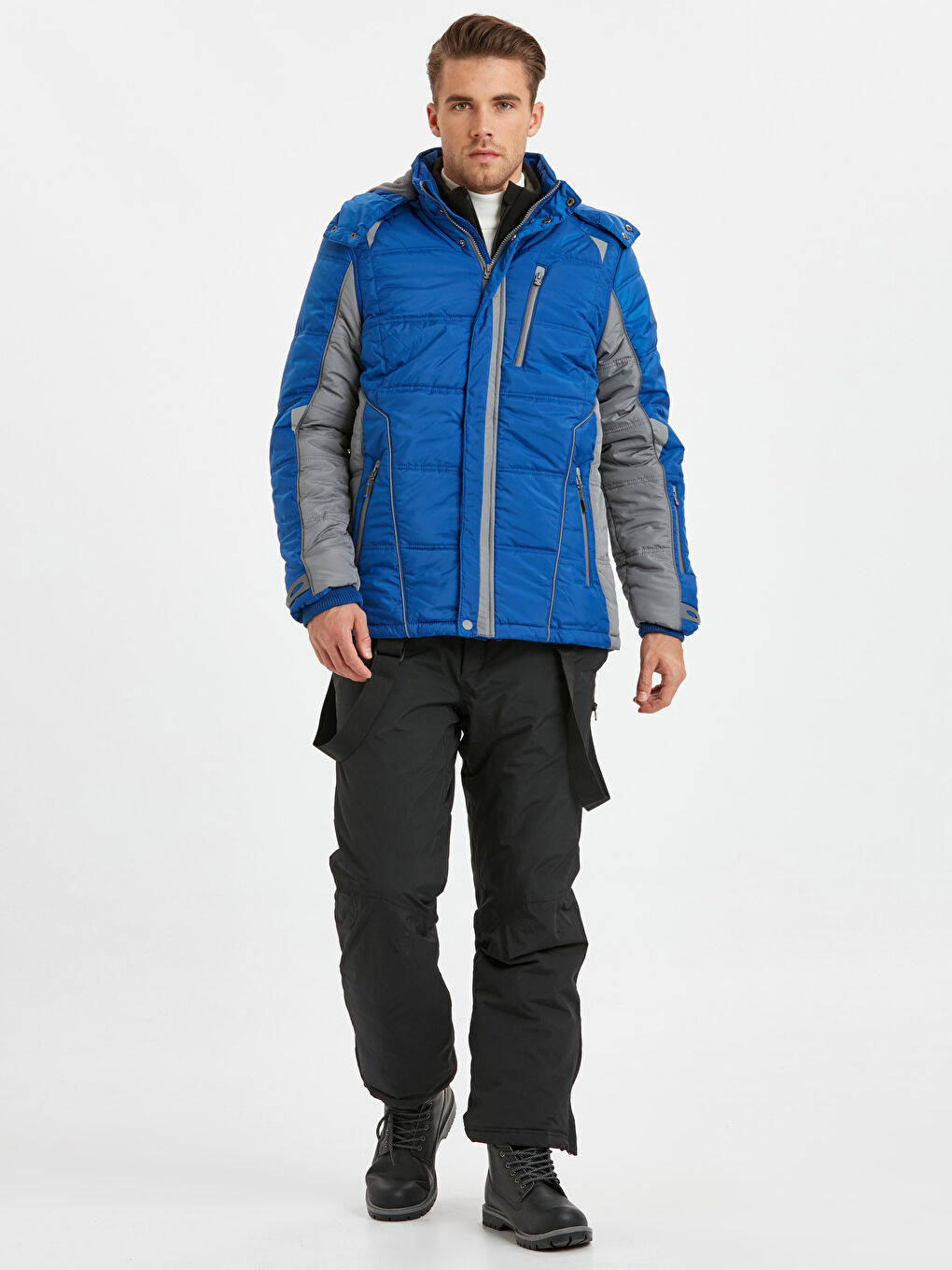 Canlı Mavi Şişme Mont-3