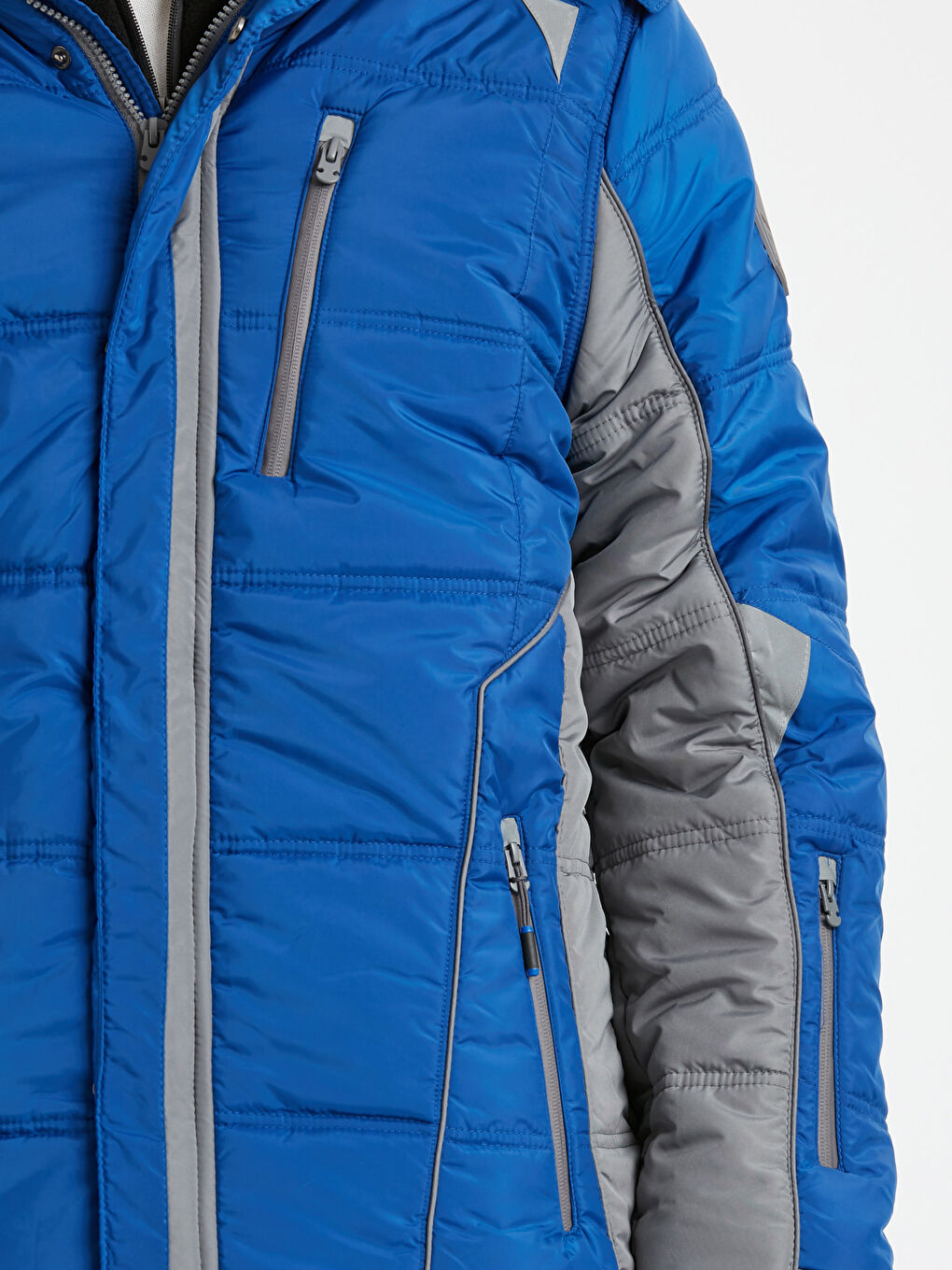 Canlı Mavi Şişme Mont-4