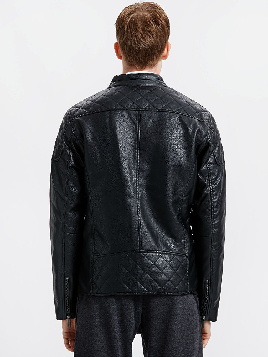 Yeni Siyah Deri Görünümlü Mont-2