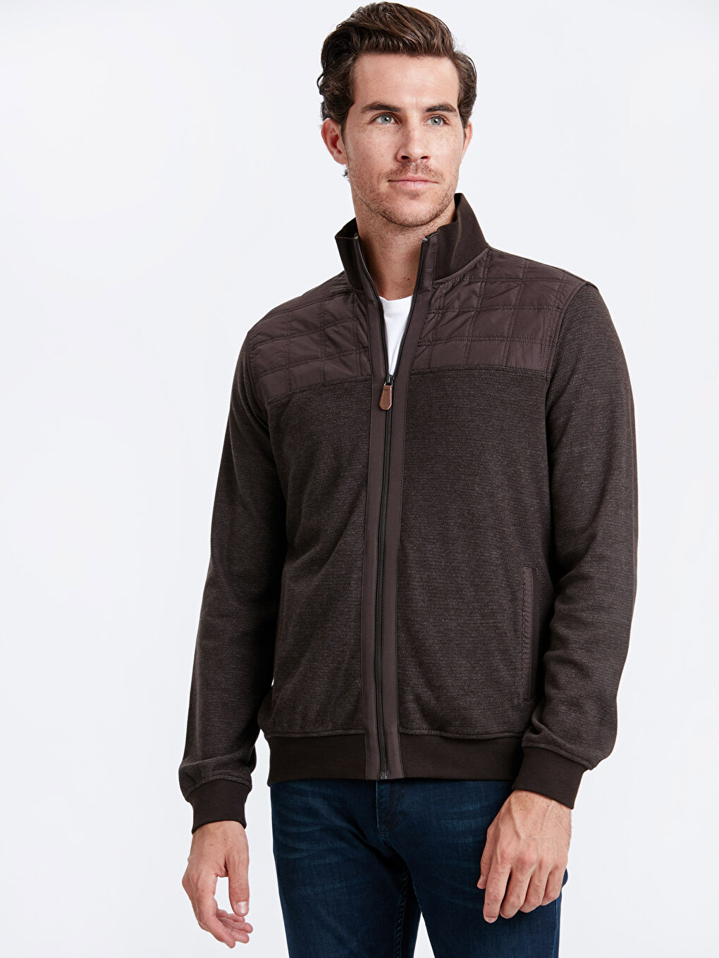 Cardigan en Tricot à Manches Longues avec Col Roulé pour Hommes de Coupe Standard