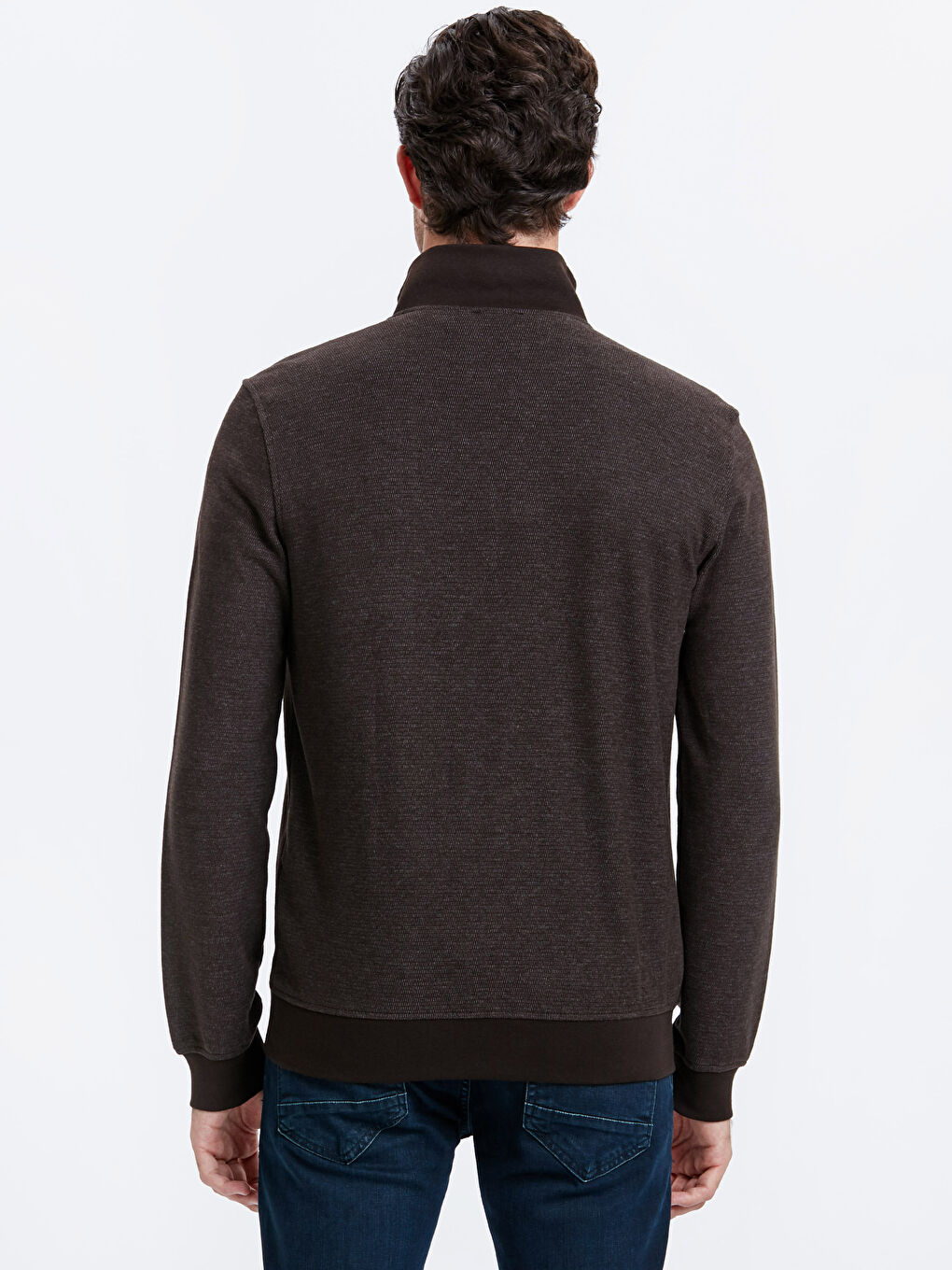 Cardigan en Tricot à Manches Longues avec Col Roulé pour Hommes de Coupe Standard-1