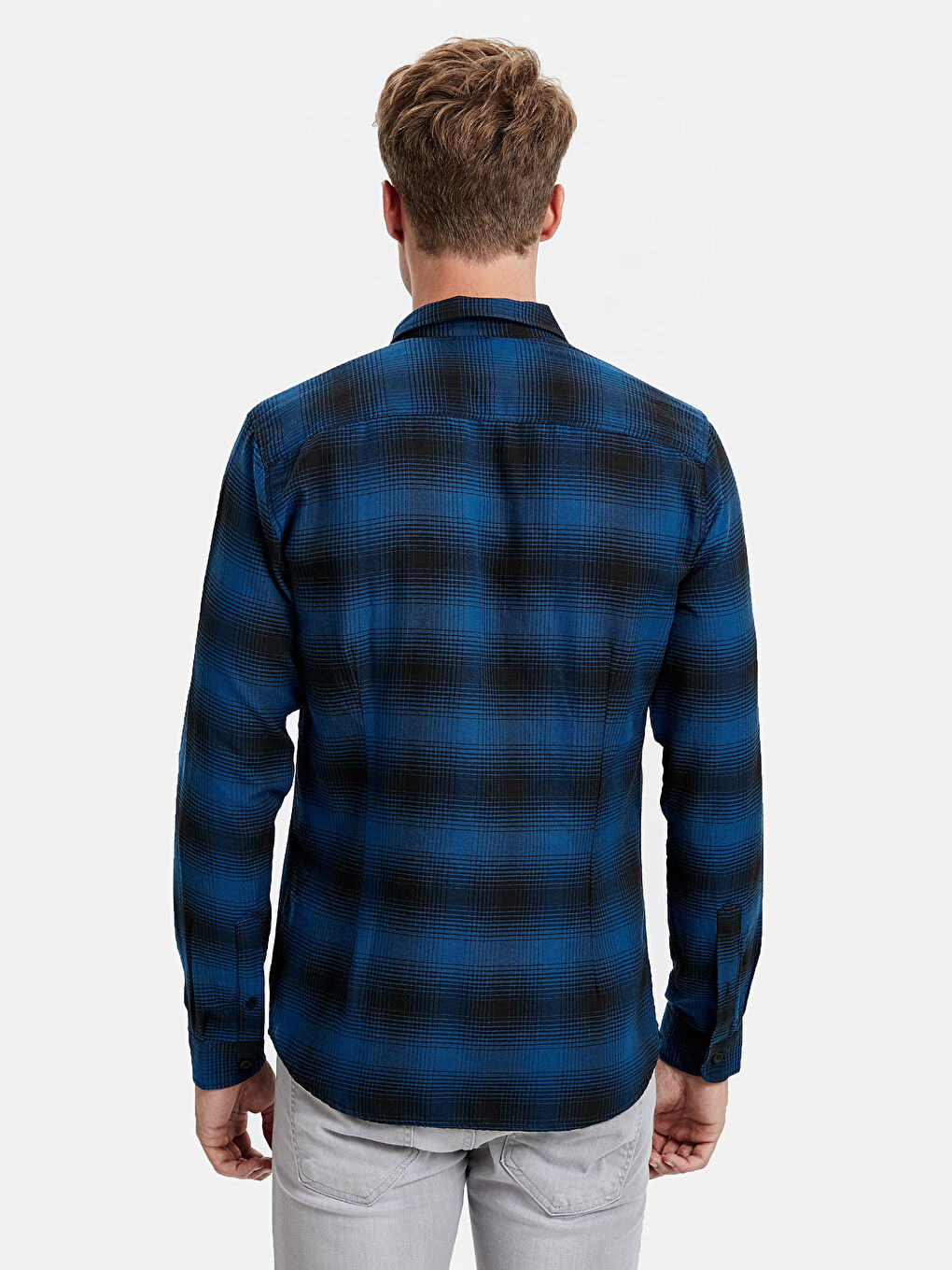 PLAVA Karirana  košulja Muškarac-1