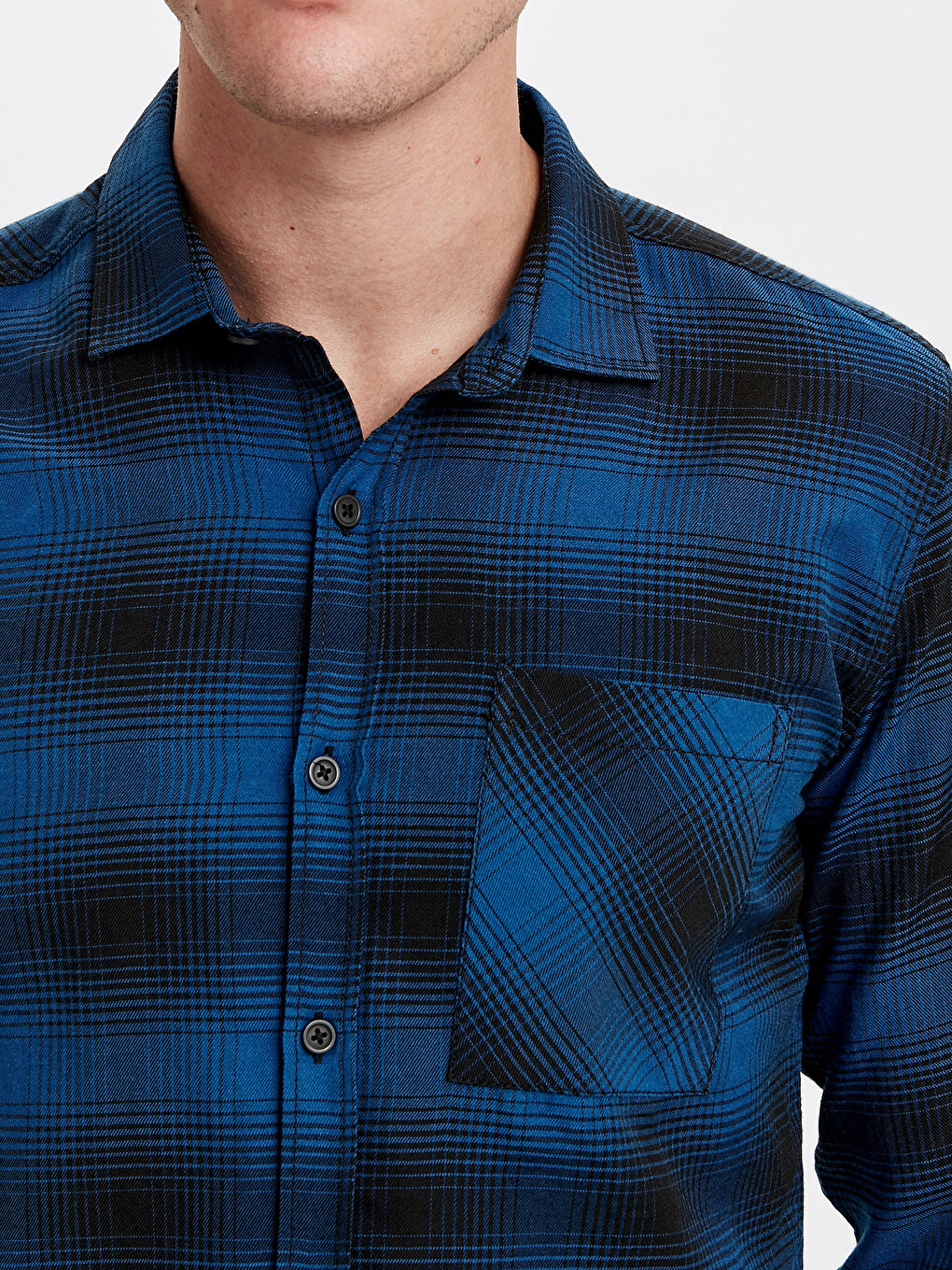 PLAVA Karirana  košulja Muškarac-3