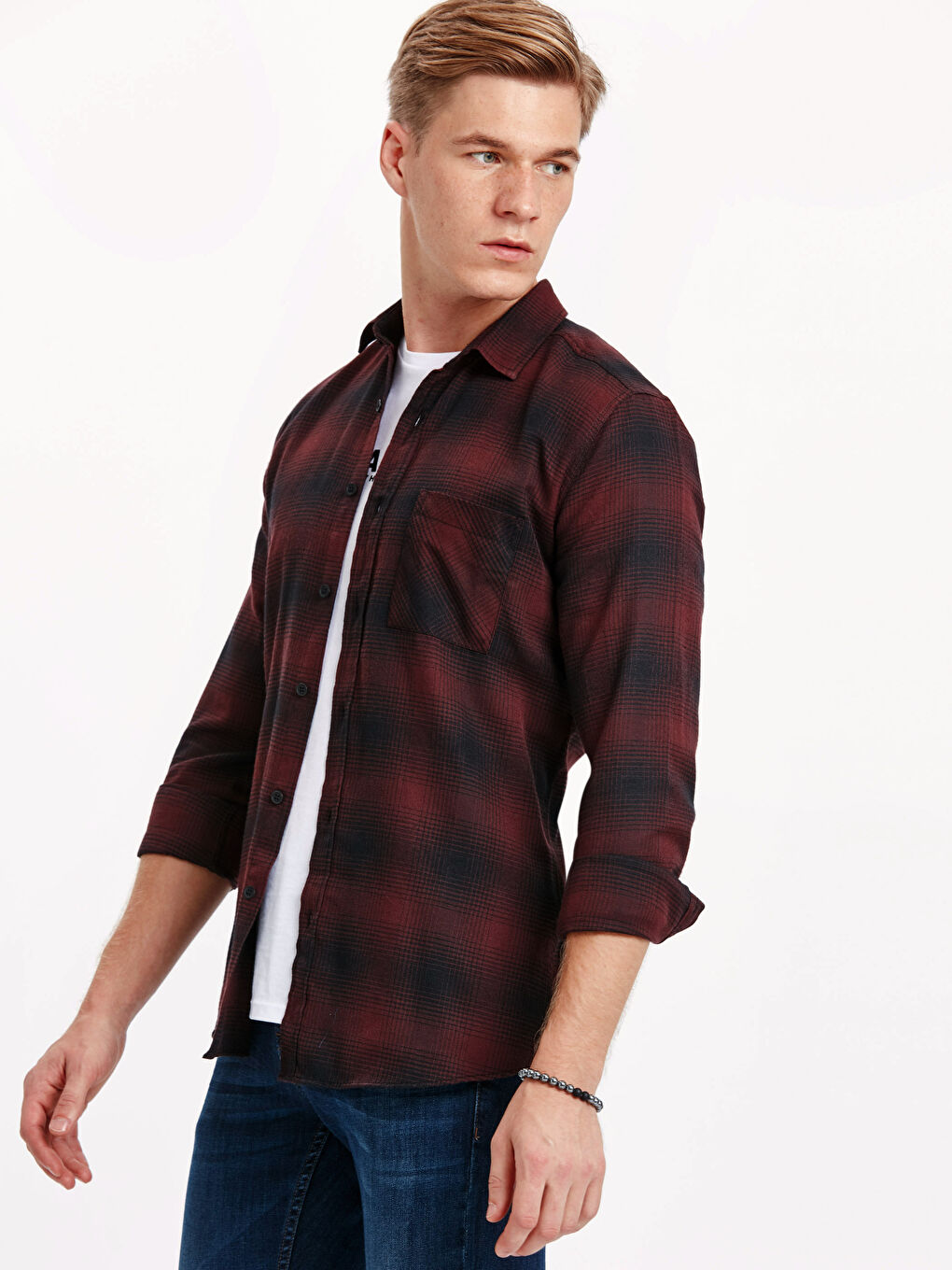 Ерлер қою күлгін Фланель көйлек