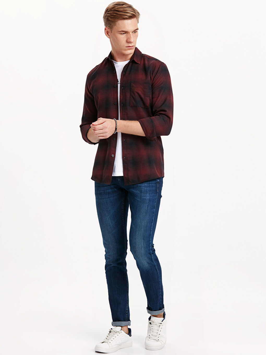 Ерлер қою күлгін Фланель көйлек-2