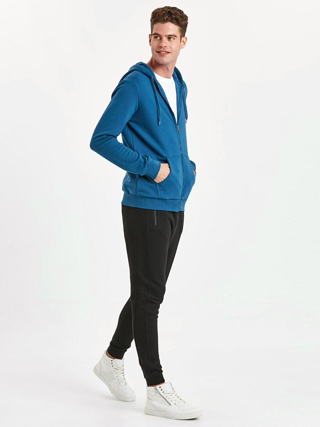 سويت شيرت بسحاب أزرق فاتح رجال-2