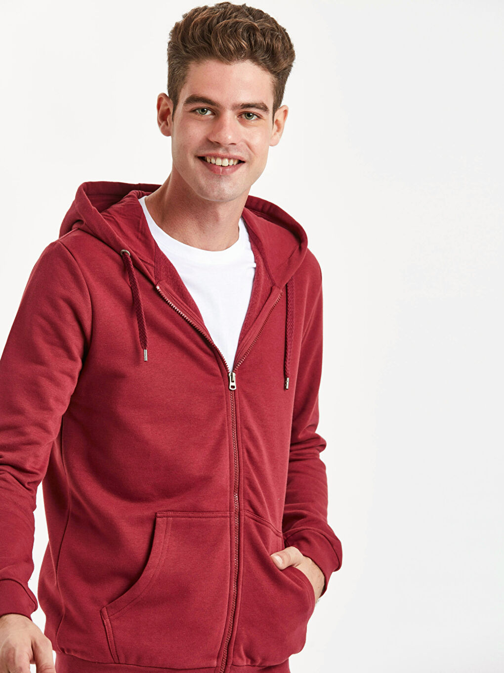 Sweat zippé ROUGE BORDEAUX Homme