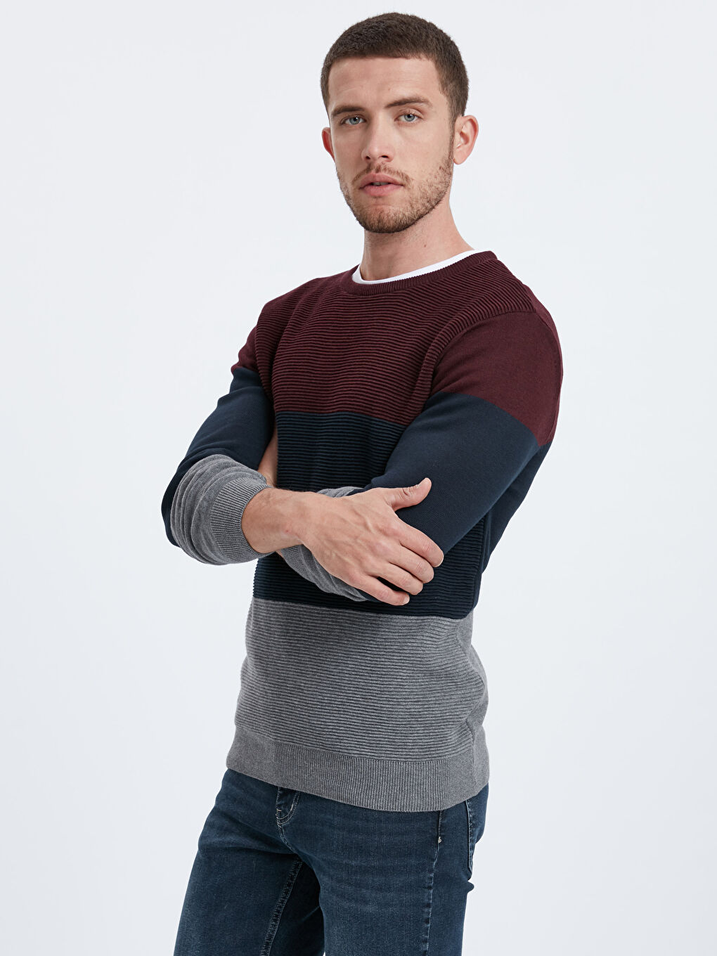 LCWAIKIKI Classic Mann BURGUND Pullover -8W0953Z8-D0A