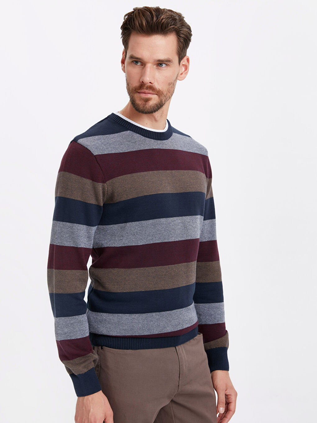 Crew Neck Long Sleeve Men's Tricot Sweater