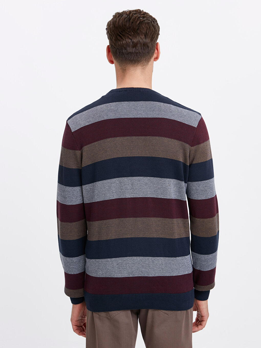 Crew Neck Long Sleeve Men's Tricot Sweater-1